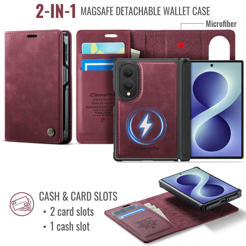 CaseMe Samsung Galaxy Z Fold8 2-in-1 Magnetic Wallet Case