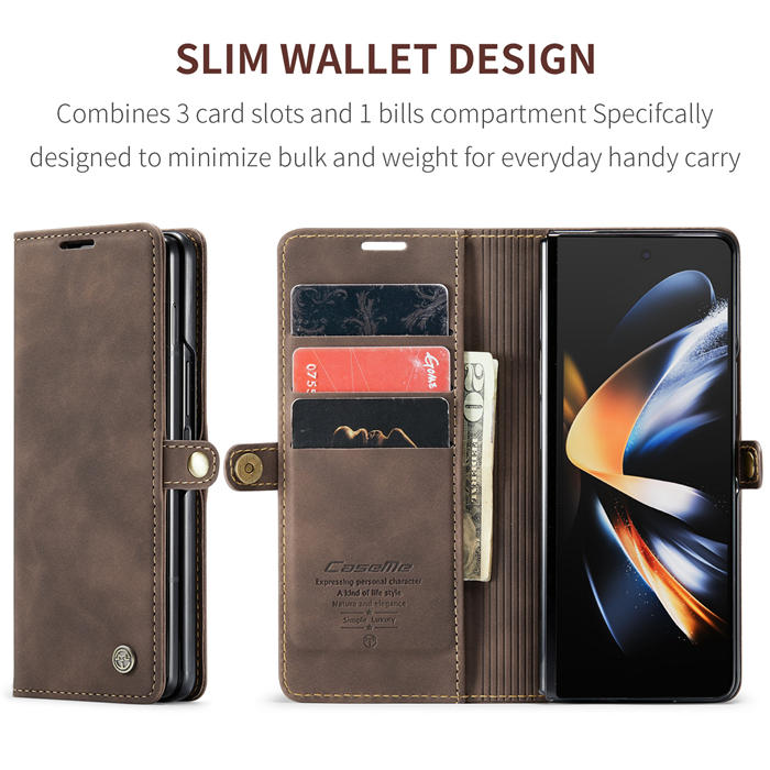 CaseMe Samsung Galaxy Z Fold4 Wallet Kickstand Magnetic Flip Case