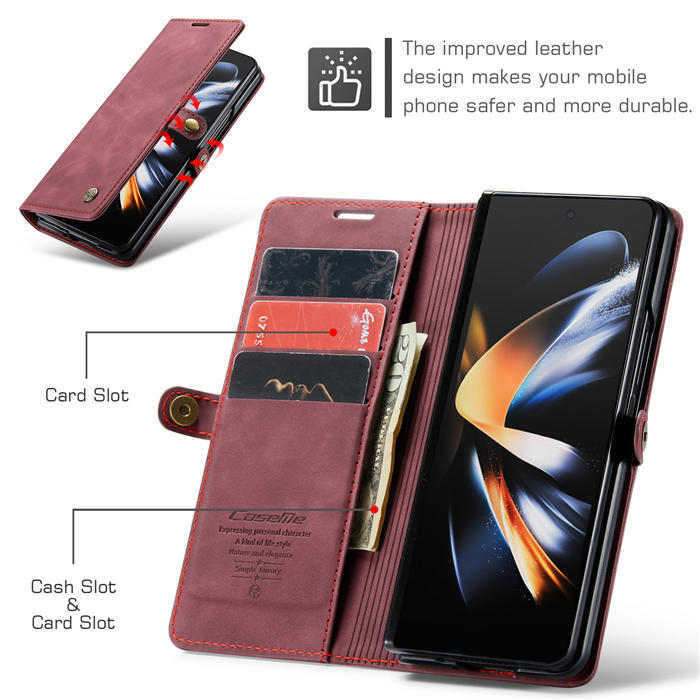 CaseMe Samsung Galaxy Z Fold4 Wallet Kickstand Magnetic Flip Case