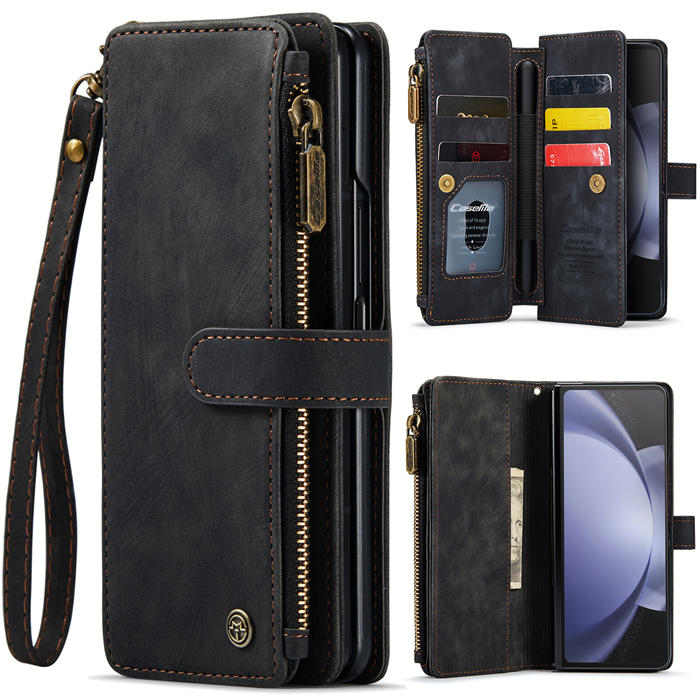 CaseMe Samsung Galaxy Z Fold5 5G Wallet kickstand Case with Wrist Strap