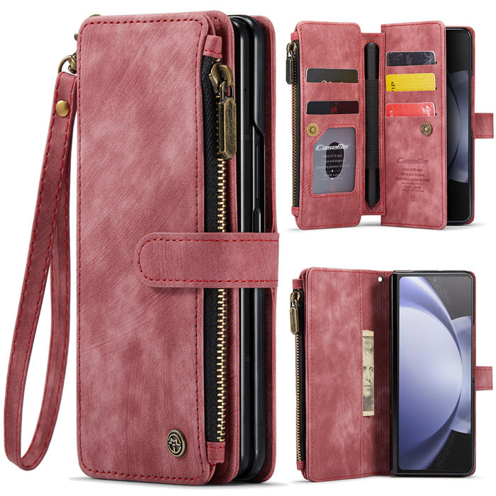 CaseMe Samsung Galaxy Z Fold5 5G Wallet kickstand Case with Wrist Strap