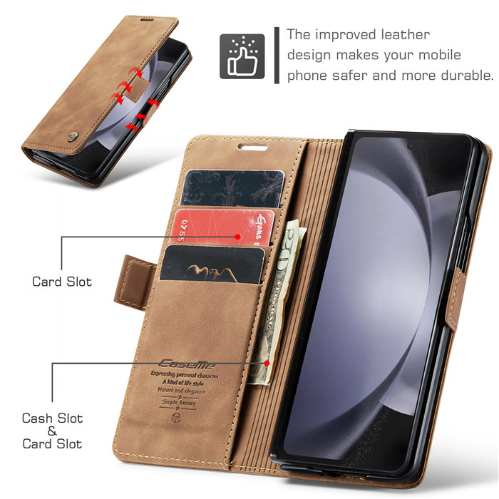 CaseMe Samsung Galaxy Z Fold 5 Wallet Suede Leather Case