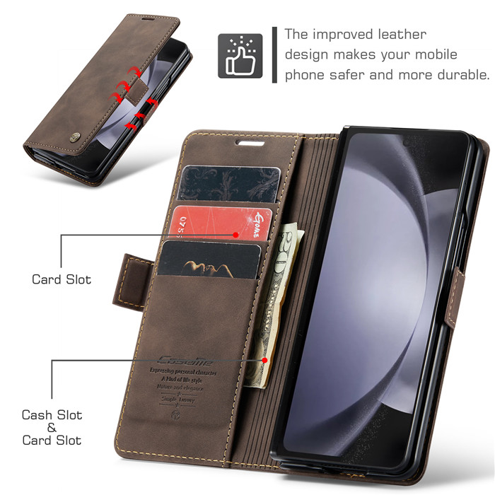 CaseMe Samsung Galaxy Z Fold 5 Wallet Suede Leather Case