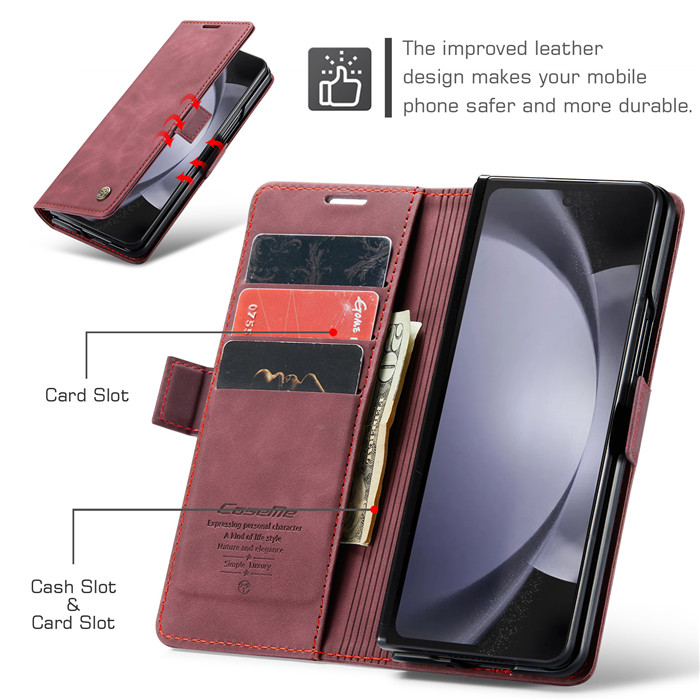 CaseMe Samsung Galaxy Z Fold 5 Wallet Suede Leather Case