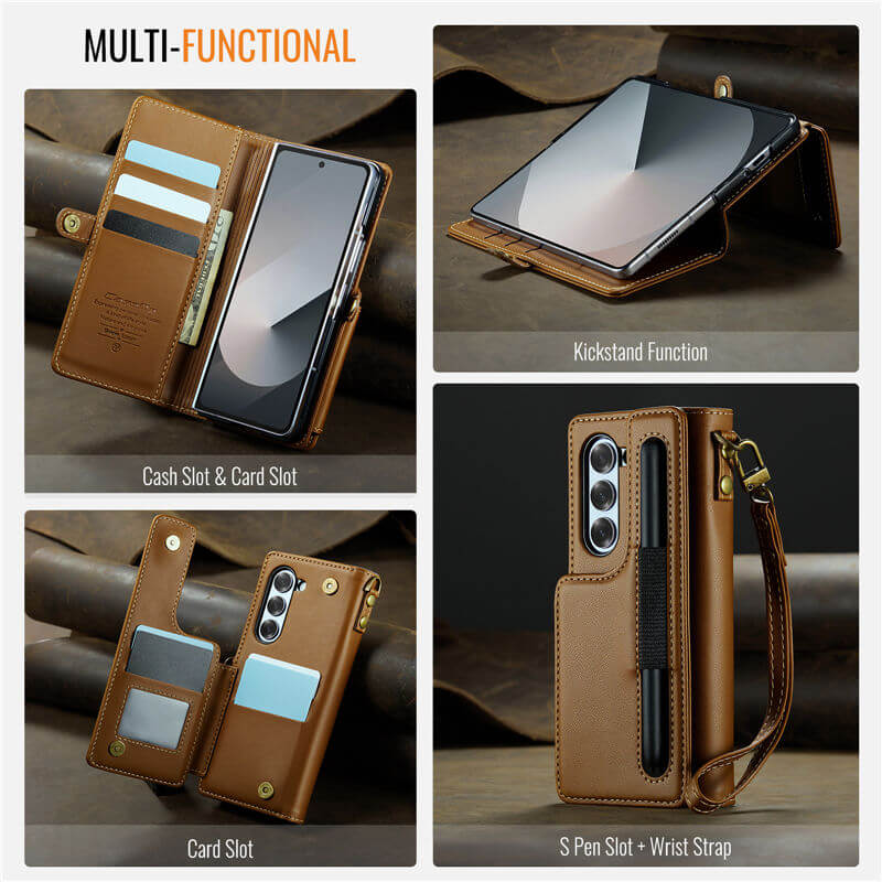 CaseMe Samsung Galaxy Z Fold6 Wallet RFID Blocking Kickstand Case