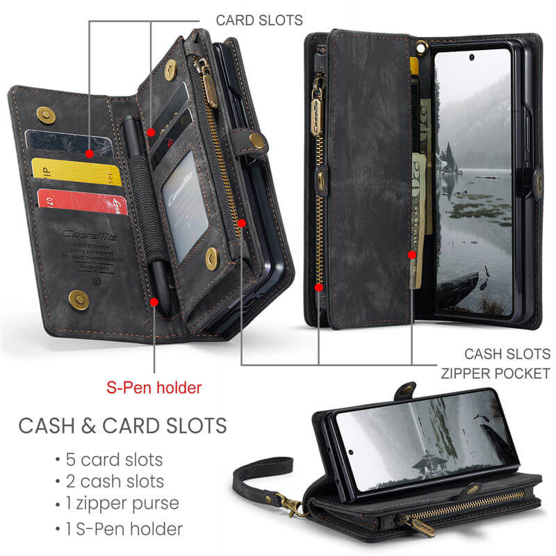 CaseMe Samsung Galaxy Z Fold7 Wallet Case with Wrist Strap
