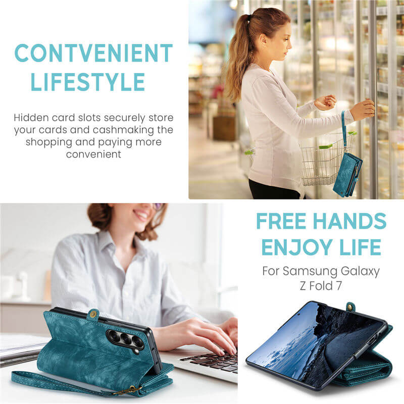 CaseMe Samsung Galaxy Z Fold7 Wallet Case with Wrist Strap