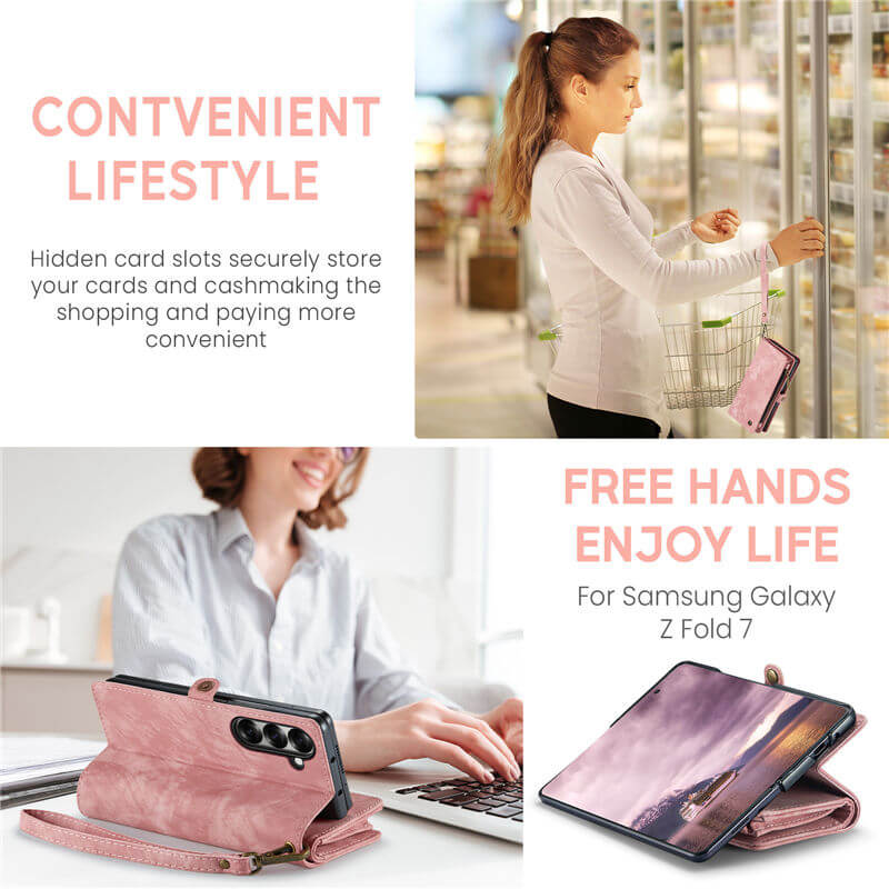 CaseMe Samsung Galaxy Z Fold7 Wallet Case with Wrist Strap