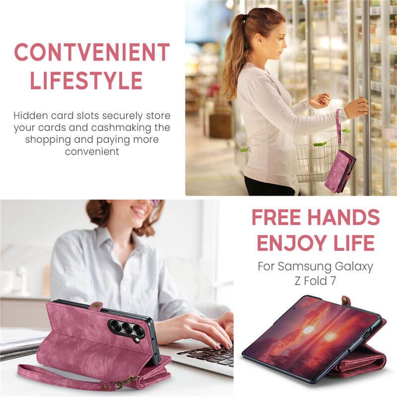 CaseMe Samsung Galaxy Z Fold7 Wallet Case with Wrist Strap