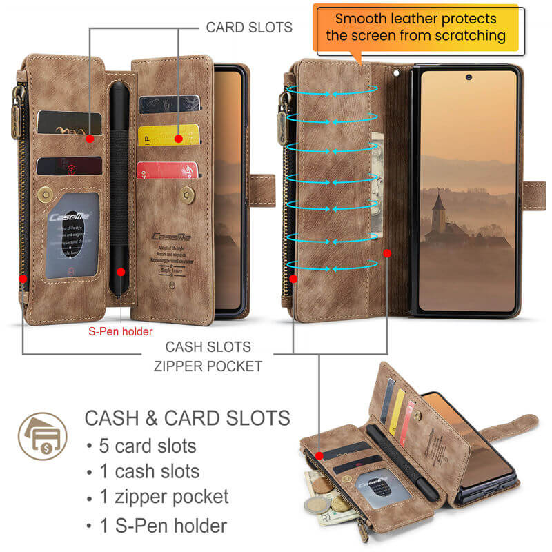 CaseMe Samsung Galaxy Z Fold7 Wallet Case with Wrist Strap
