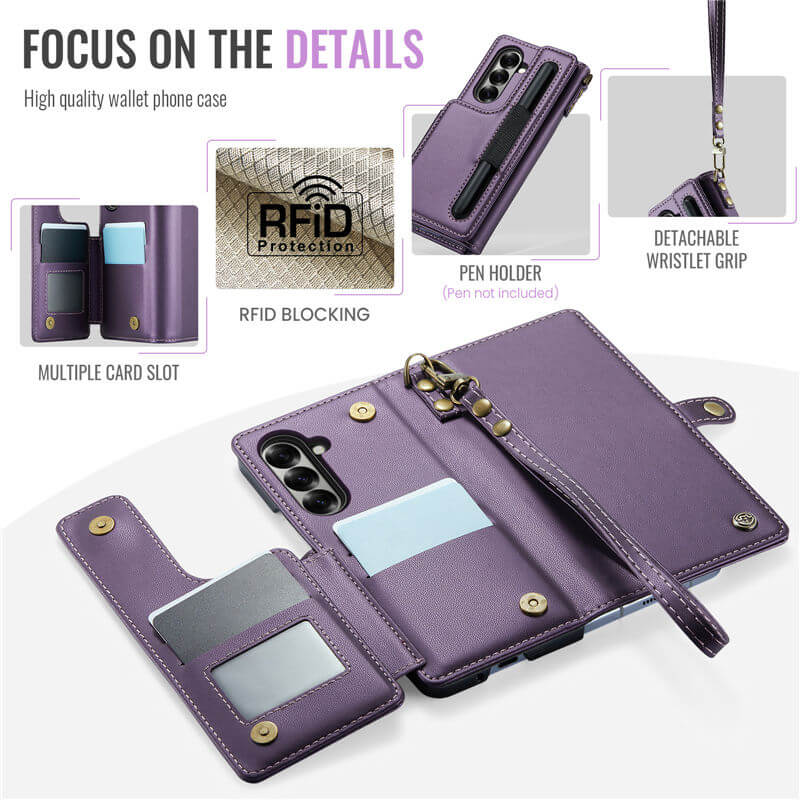 CaseMe Samsung Galaxy Z Fold7 Wallet RFID Blocking Kickstand Case