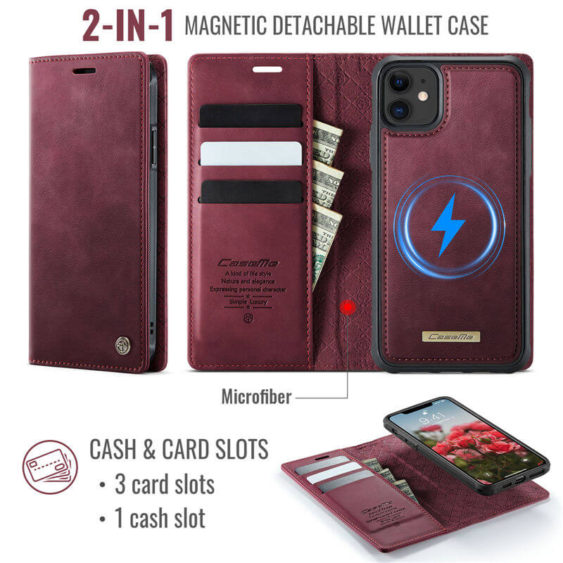 CaseMe iPhone 11 2-in-1 Magnetic Wallet Case