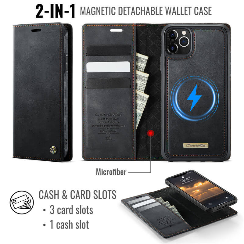 CaseMe iPhone 12/12 Pro 2-in-1 Magnetic Wallet Case