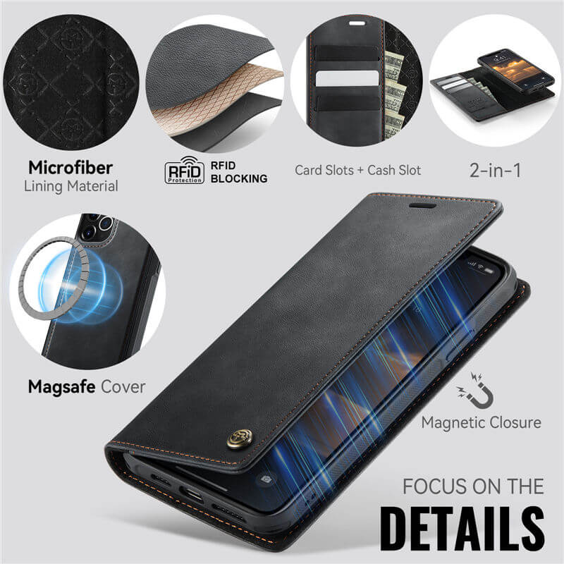 CaseMe iPhone 12/12 Pro 2-in-1 Magnetic Wallet Case