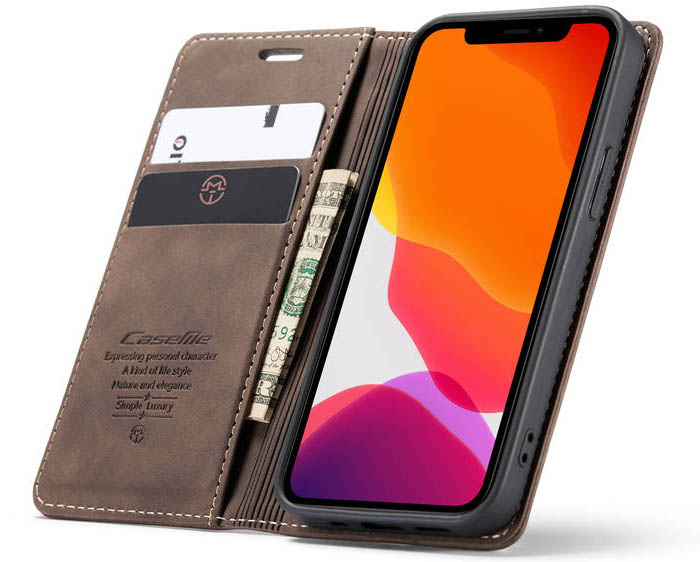 CaseMe iPhone 12 Wallet Kickstand Magnetic Flip Leather Case