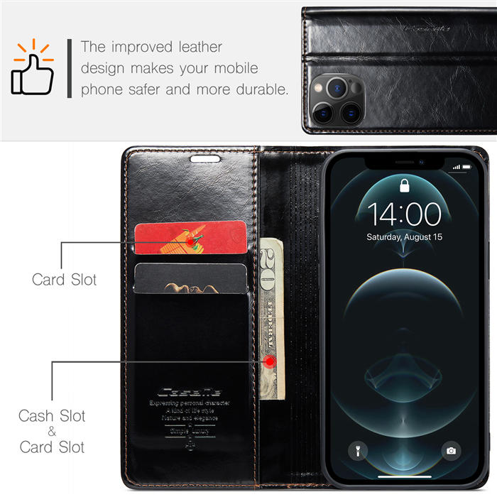 CaseMe iPhone 12 Pro Max Wallet Kickstand Magnetic Flip Case