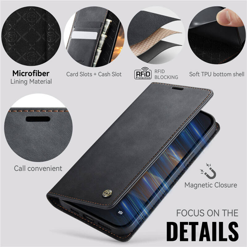 CaseMe iPhone 12/12 Pro Magnetic Wallet Case with RFID Blocking