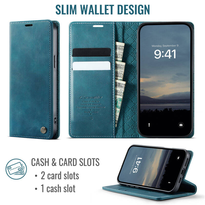 CaseMe iPhone 15 Plus Magnetic Wallet Case with RFID Blocking