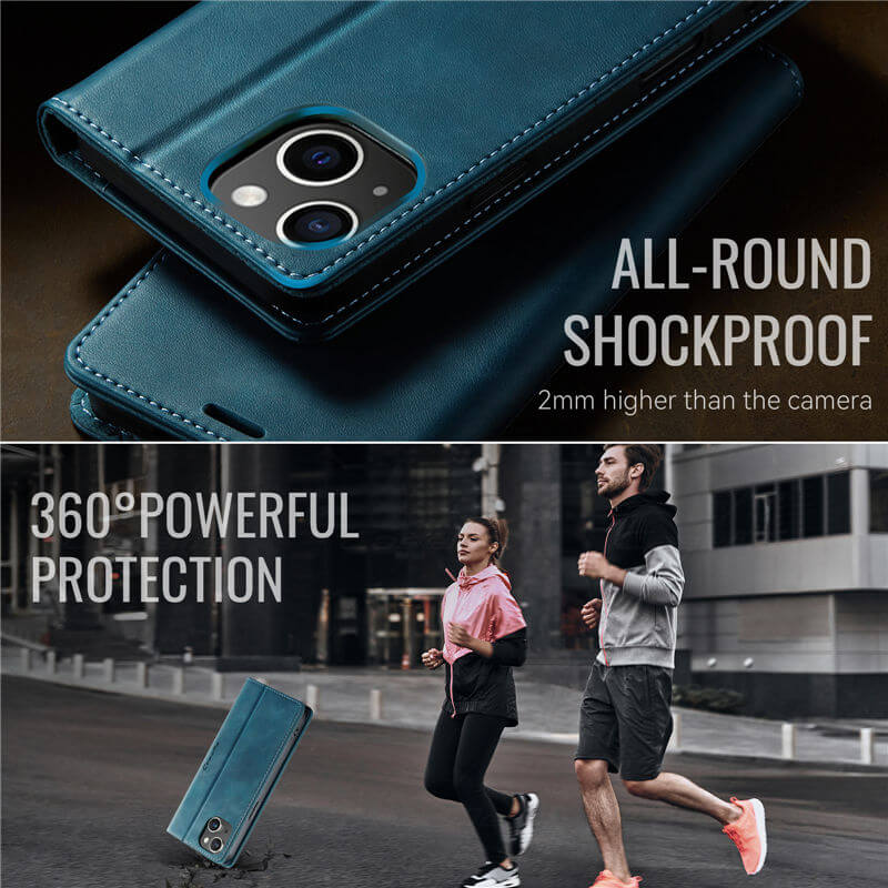 CaseMe iPhone 15 Plus Magnetic Wallet Case with RFID Blocking