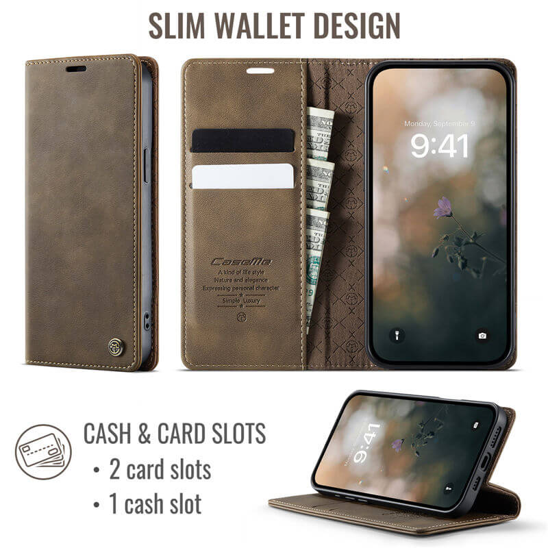 CaseMe iPhone 14 Plus Magnetic Wallet Case with RFID Blocking