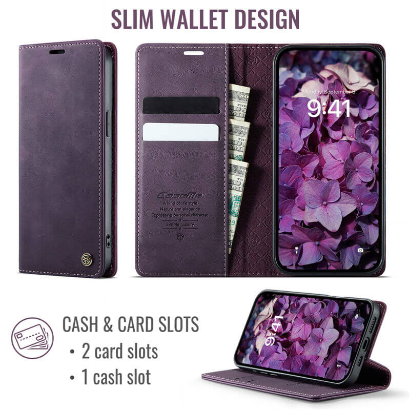 CaseMe iPhone 13 Mini Magnetic Wallet Case with RFID Blocking