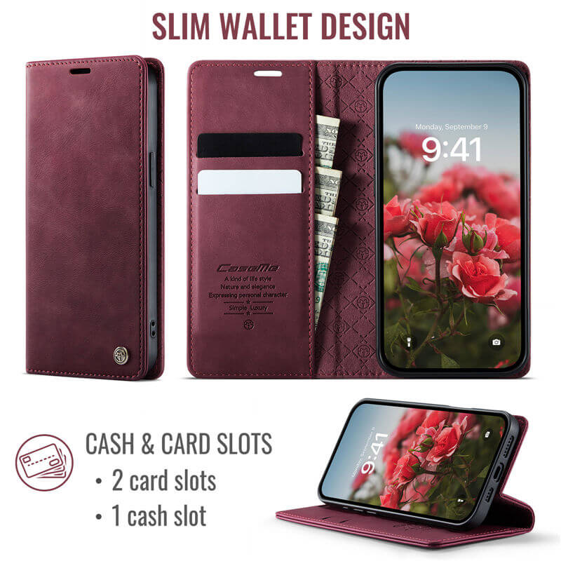 CaseMe iPhone 13 Mini Magnetic Wallet Case with RFID Blocking