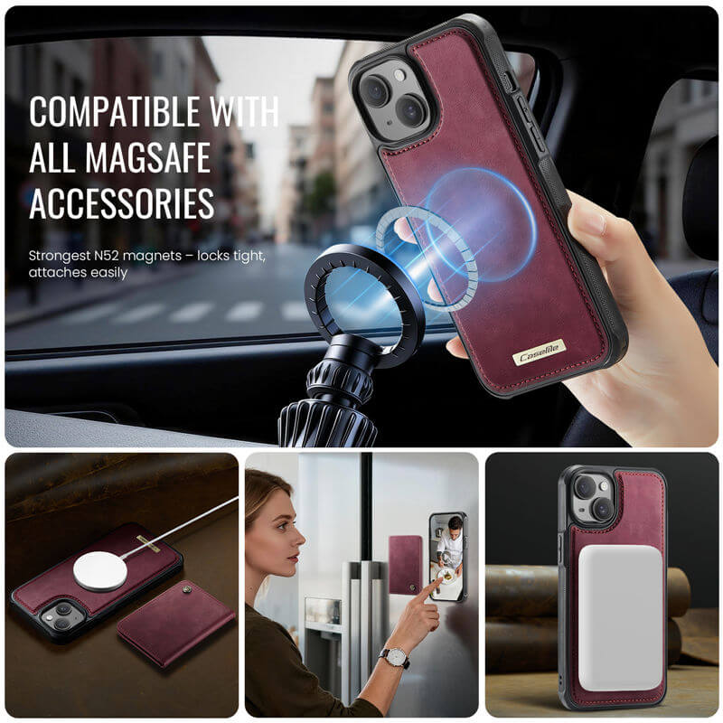 CaseMe iPhone 15 Plus 2-in-1 Detachable Magnetic Wallet Case