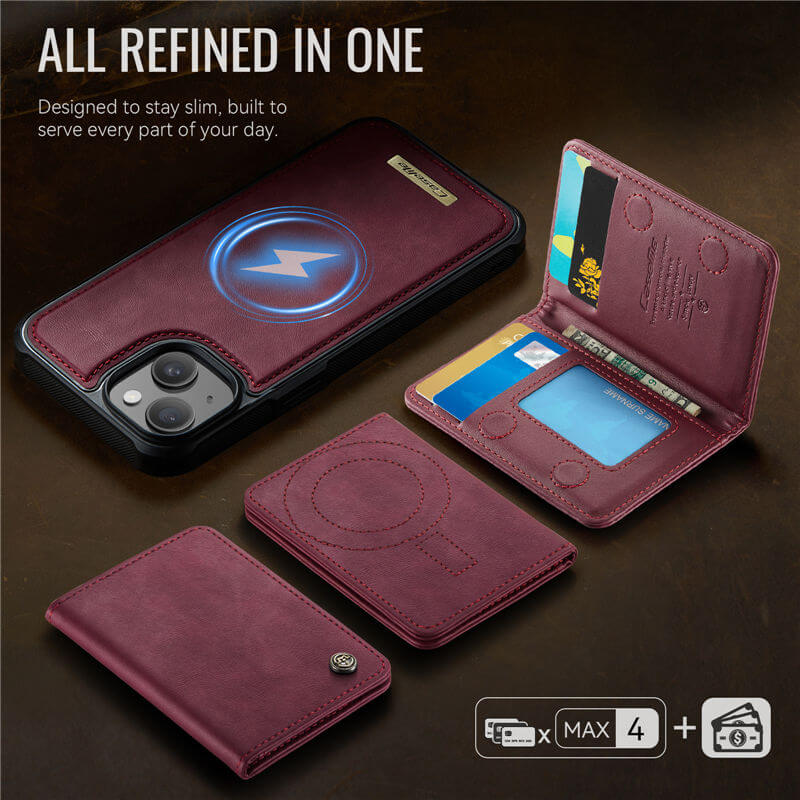 CaseMe iPhone 15 Plus 2-in-1 Detachable Magnetic Wallet Case