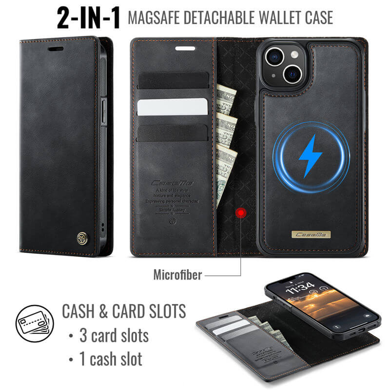 CaseMe iPhone 14 Plus 2-in-1 Magnetic Wallet Case