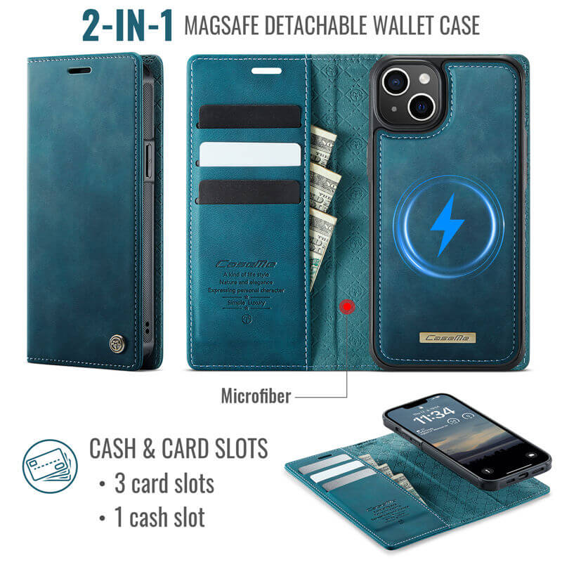 CaseMe iPhone 14 2-in-1 Magnetic Wallet Case
