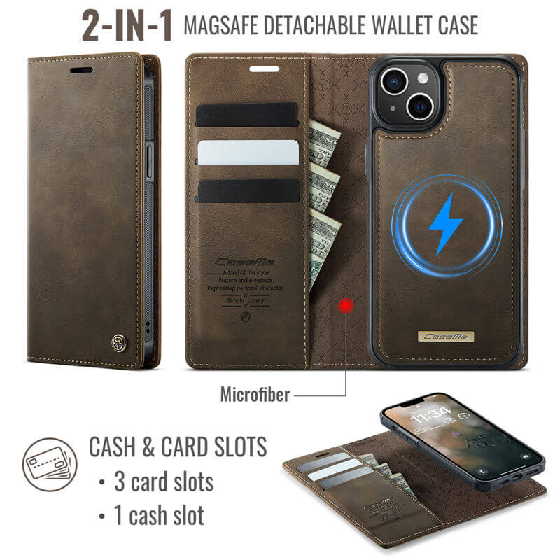 CaseMe iPhone 13 2-in-1 Magnetic Wallet Case
