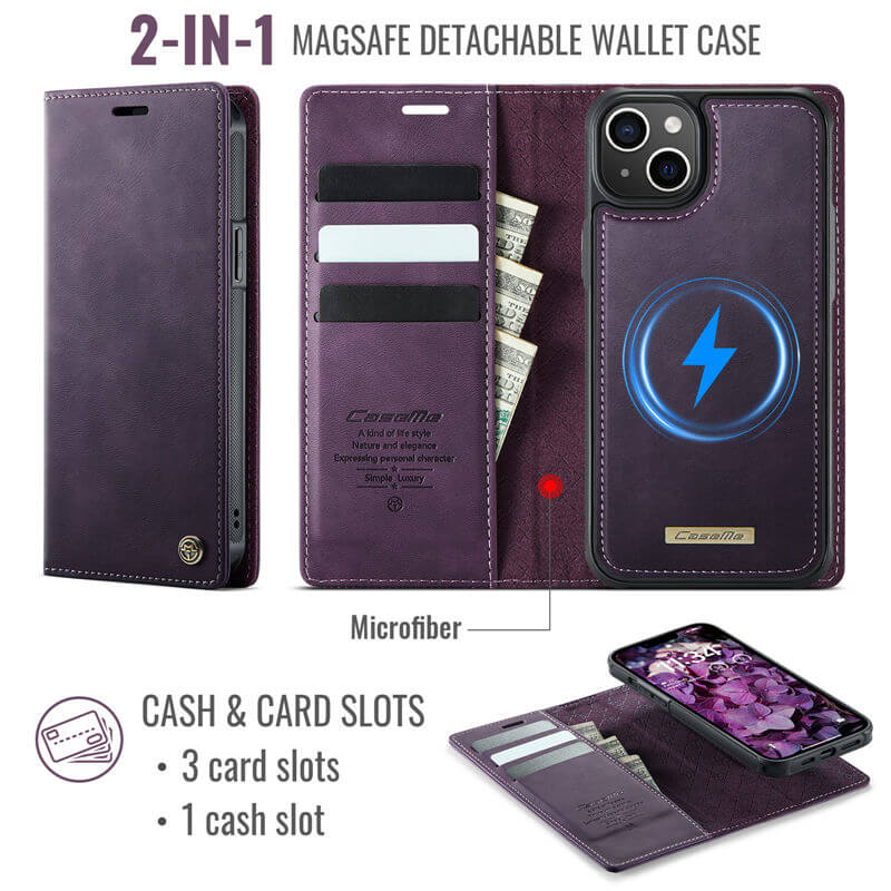 CaseMe iPhone 14 2-in-1 Magnetic Wallet Case