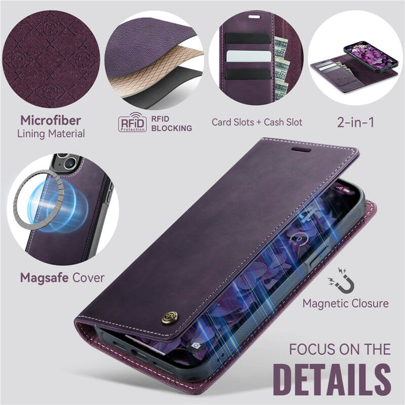 CaseMe iPhone 14 2-in-1 Magnetic Wallet Case