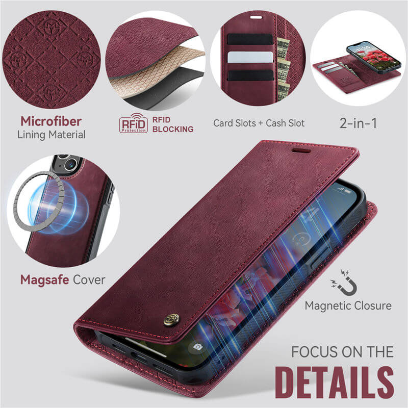 CaseMe iPhone 13 2-in-1 Magnetic Wallet Case