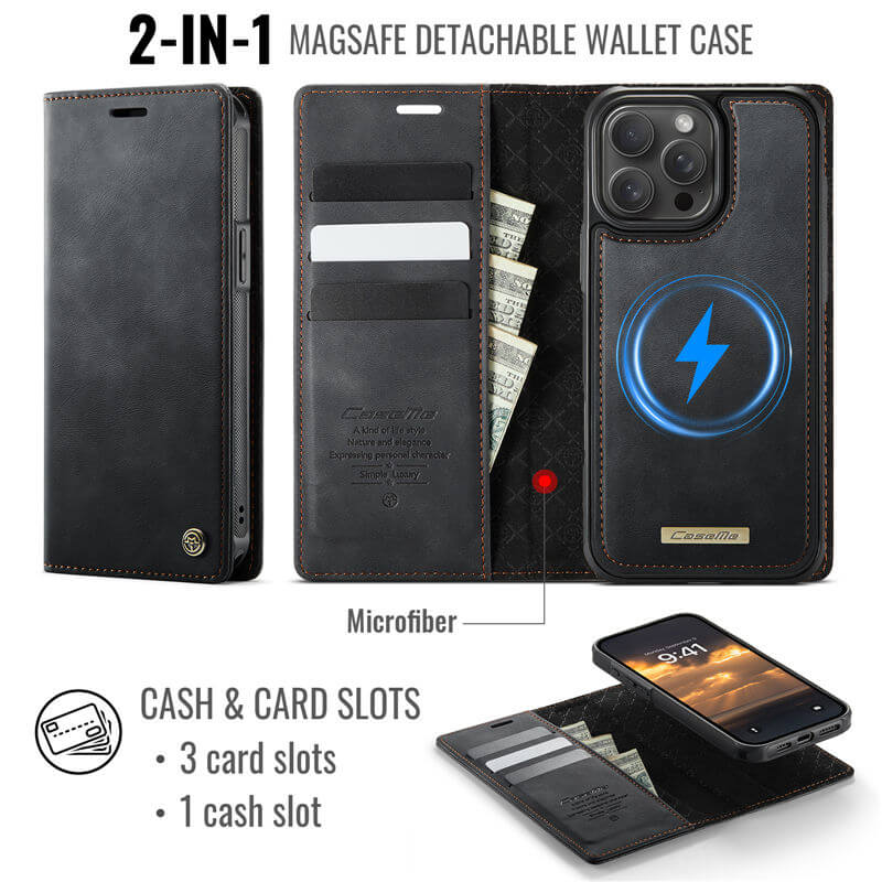 CaseMe iPhone 13 Pro Max 2-in-1 Magnetic Wallet Case