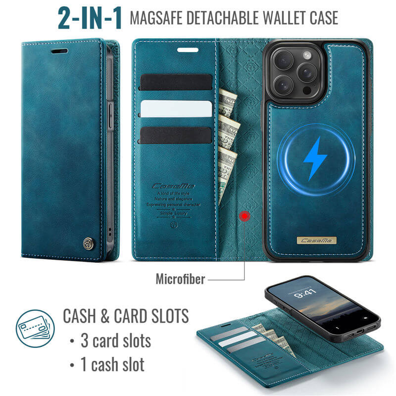 CaseMe iPhone 14 Pro Max 2-in-1 Magnetic Wallet Case