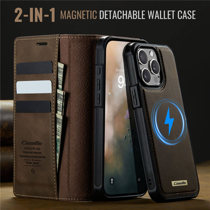 CaseMe iPhone 13 Pro Max 2-in-1 Magnetic Wallet Case