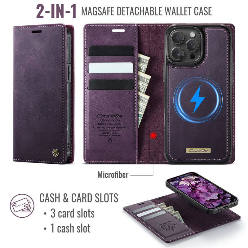 CaseMe iPhone 13 Pro Max 2-in-1 Magnetic Wallet Case