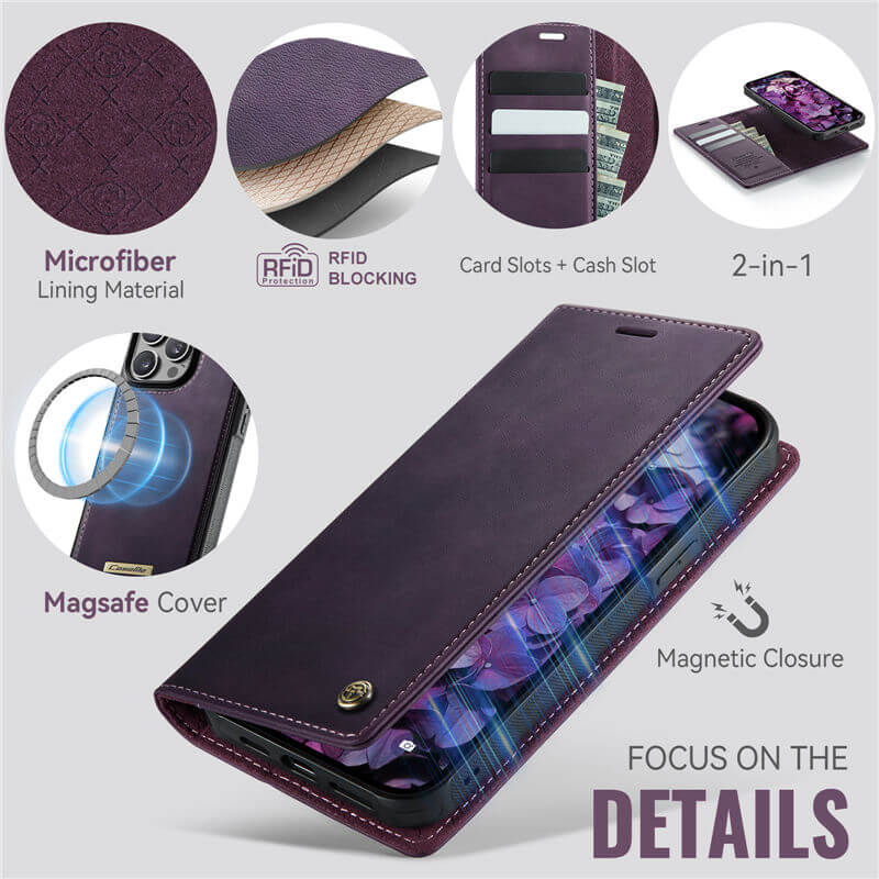 CaseMe iPhone 13 Pro Max 2-in-1 Magnetic Wallet Case