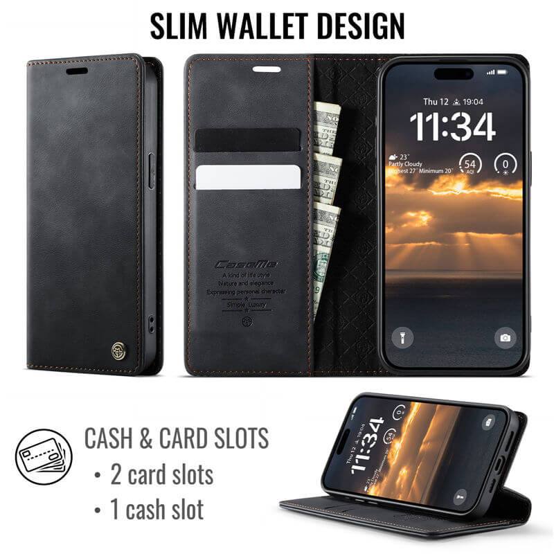 CaseMe iPhone 13 Pro Magnetic Wallet Case with RFID Blocking