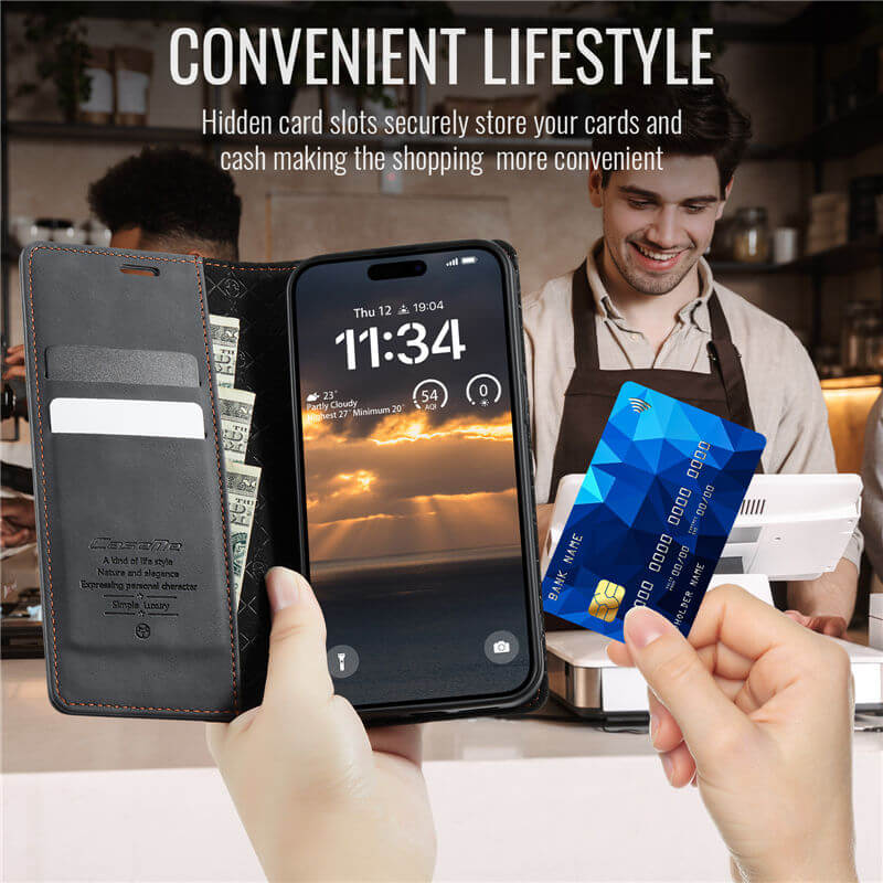 CaseMe iPhone 13 Pro Magnetic Wallet Case with RFID Blocking