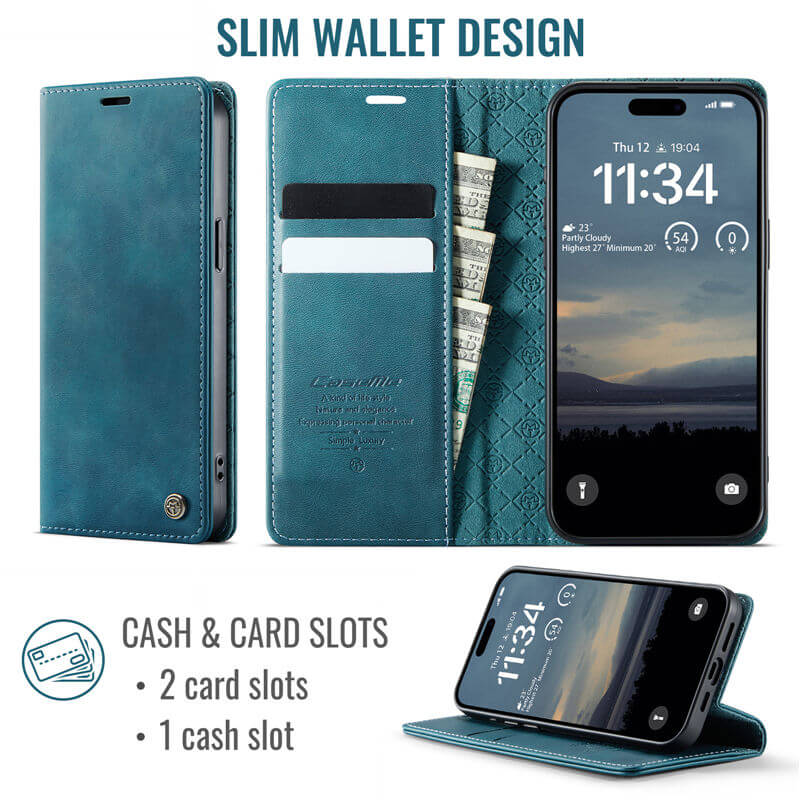 CaseMe iPhone 14 Pro Max Magnetic Wallet Case with RFID Blocking