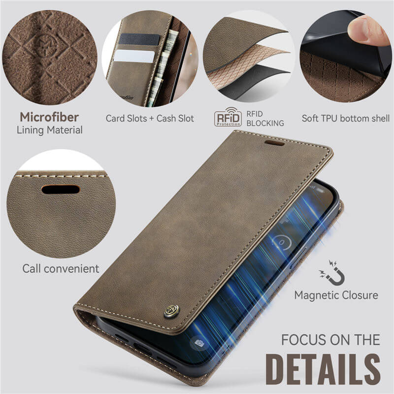 CaseMe iPhone 13 Pro Magnetic Wallet Case with RFID Blocking