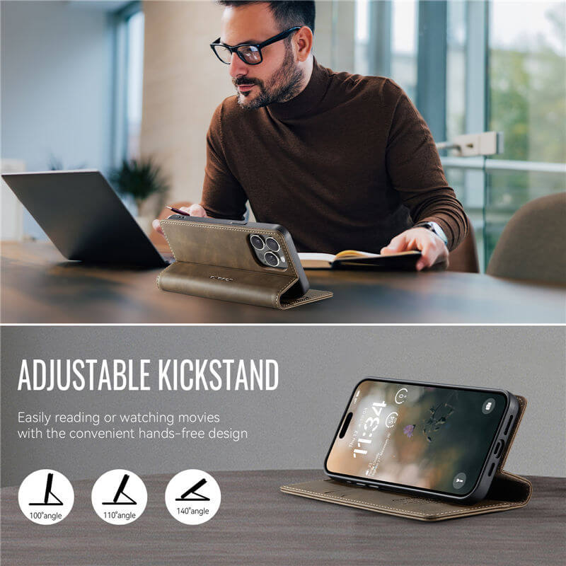 CaseMe iPhone 13 Pro Magnetic Wallet Case with RFID Blocking