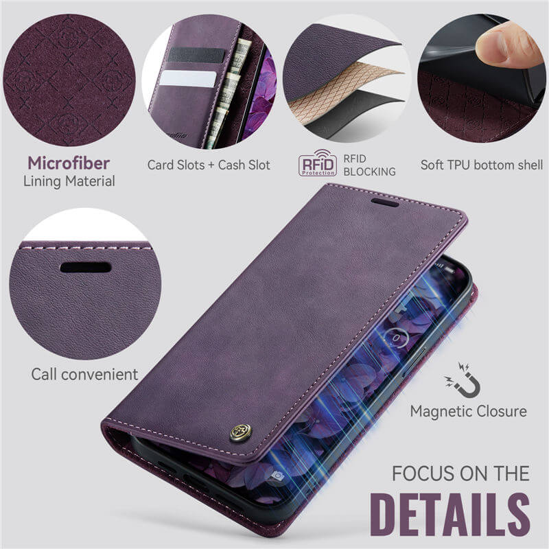 CaseMe iPhone 13 Pro Magnetic Wallet Case with RFID Blocking
