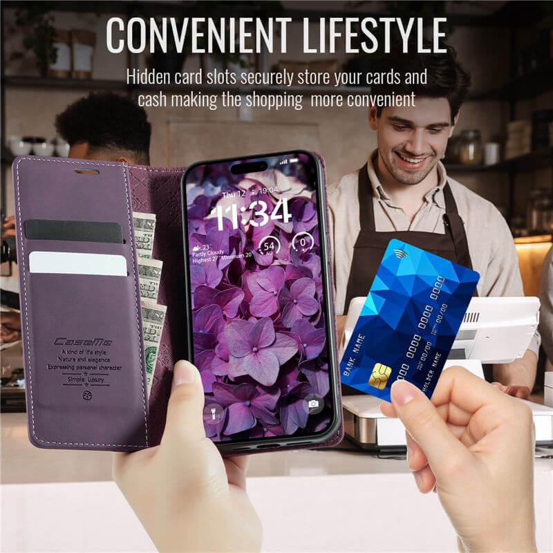 CaseMe iPhone 13 Pro Magnetic Wallet Case with RFID Blocking