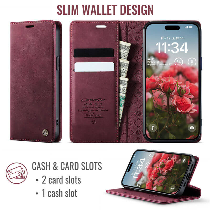 CaseMe iPhone 14 Pro Magnetic Wallet Case with RFID Blocking