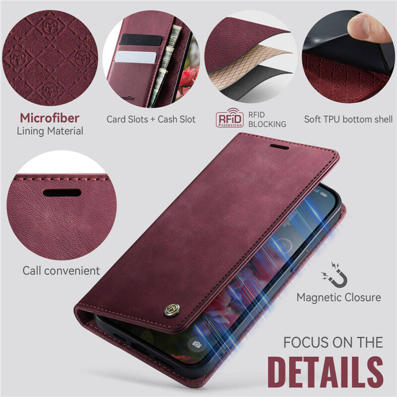 CaseMe iPhone 14 Pro Magnetic Wallet Case with RFID Blocking