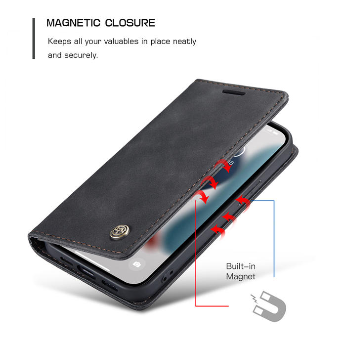 CaseMe iPhone 13 Mini Wallet Kickstand Magnetic Case Black