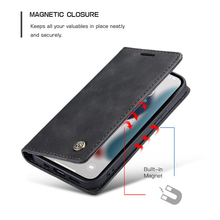 CaseMe iPhone 13 Pro Wallet Kickstand Magnetic Case Black